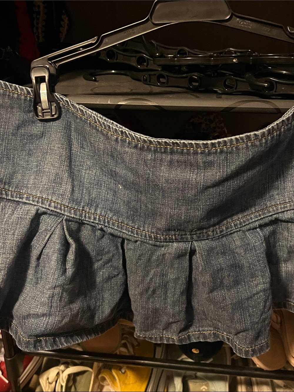refuge Denim Ruffle Mini Skirt - Blue - Picture 2 of 3